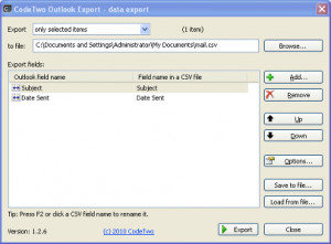 CodeTwo Outlook Export - náhled