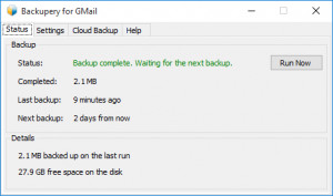 Backupery for GMail - náhled
