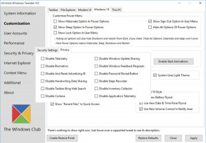 Ultimate Windows Tweaker - náhled
