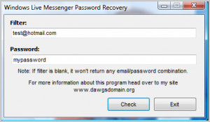 Windows Live Messenger Password Recovery - náhled