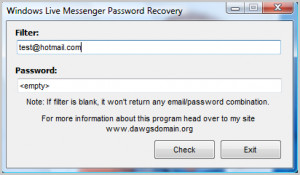 Windows Live Messenger Password Recovery - náhled