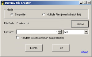 Dummy File Creator - náhled