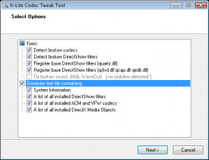 K-Lite Codec Tweak Tool - náhled