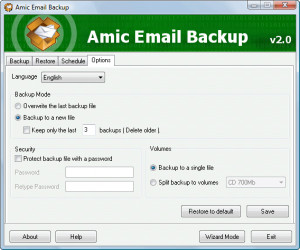 Amic Email Backup - náhled