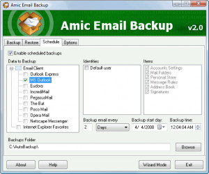 Amic Email Backup - náhled