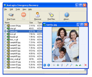 Auslogics Emergency Recovery - náhled