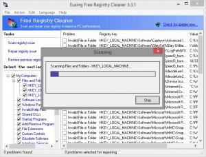 Eusing Free Registry Cleaner - náhled