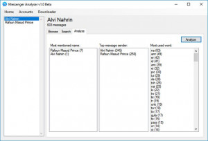 Messenger Analyser - náhled