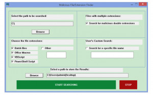 Malicious Extension/File Finder - náhled