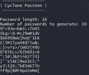 Cyclone's PassGen - náhled