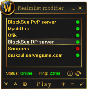 World of Warcraft Realmlist Modifier - náhled