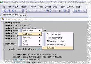 Dolphin Text Editor Menu   - náhled