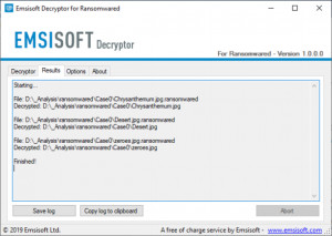 Emsisoft Decryptor for Ransomwared - náhled