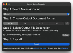 Apple Notes Exporter - náhled