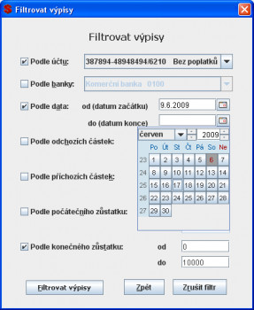 Bankovní účty - náhled