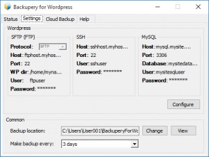 Backupery for Wordpress - náhled