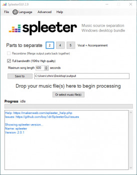 SpleeterGUI - náhled