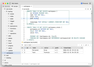 SQL Studio - náhled