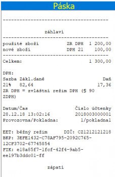 Jednoduchá EET pokladna - náhled