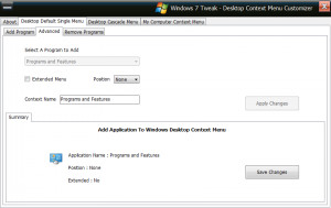 Windows 7 Tweaks - Desktop Context Menu Customizer - náhled
