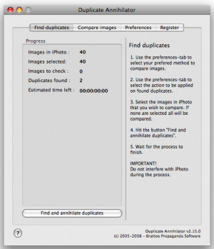 Duplicate Annihilator for iPhoto - náhled