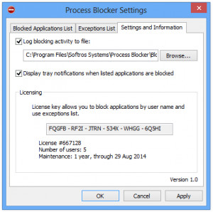 Process Blocker - náhled
