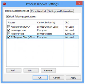 Process Blocker - náhled