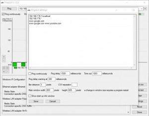 Ping GUI - náhled