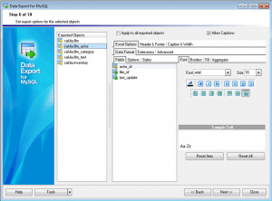 EMS Data Export for MySQL - náhled