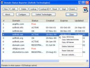 Domain Status Reporter - náhled