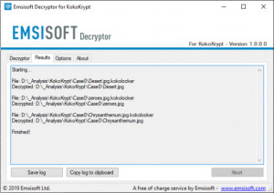 Emsisoft Decryptor for KokoKrypt - náhled