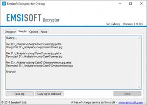 Emsisoft Decryptor for Cyborg - náhled
