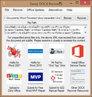 Savvy DOCX Recovery - náhled