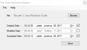 File Date Attribute Changer - náhled