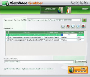 WebVideo Grabber - náhled