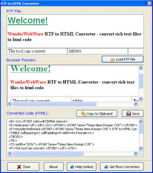 RTF to HTML Converter - náhled