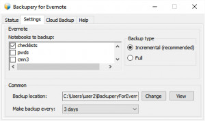 Backupery for Evernote - náhled