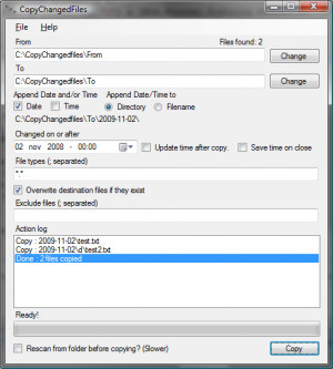 Copy Changed Files - náhled