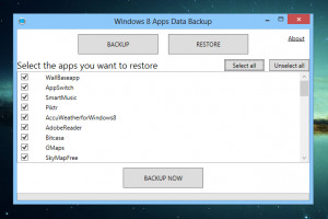 Windows 8 Apps Data Backup - náhled