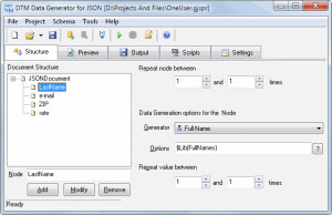 DTM Data Generator for JSON - náhled