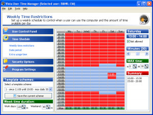 Vista User Time Manager - náhled