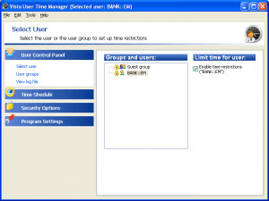 Vista User Time Manager - náhled