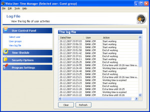 Vista User Time Manager - náhled