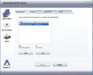 Antamedia DHCP Server - náhled