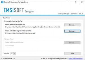 Emsisoft Decryptor for SpartCrypt - náhled