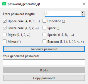 QtPasswordGenerator - náhled