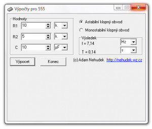 Výpočty pro 555 - náhled