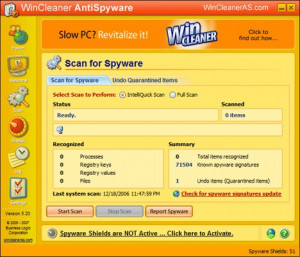 WinCleaner AntiSpyware - náhled