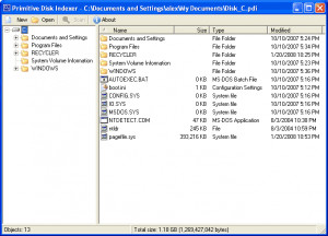 Primitive Disk Indexer  - náhled