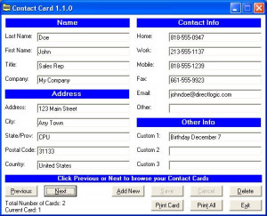 Contact Card - náhled
